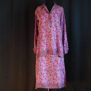 Ken Scott 1970's Gorgeous Silk Two Piece Skirt & Top Ensemble - Italy